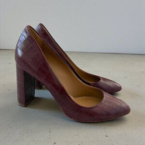M GEMI Burgundy Croc Embossed Leather Heels Size 40 / US 10